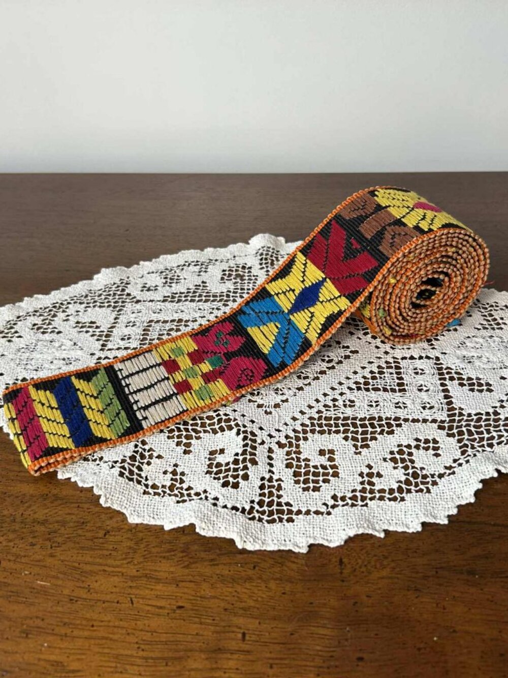 Vintage Peruvian 62” tapestry bell pull